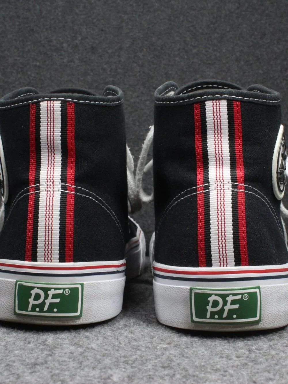 PF Flyers Center Hi Black Canvas High Top Sneakers Rigid Wedge Mens 8 Womens 9.5
